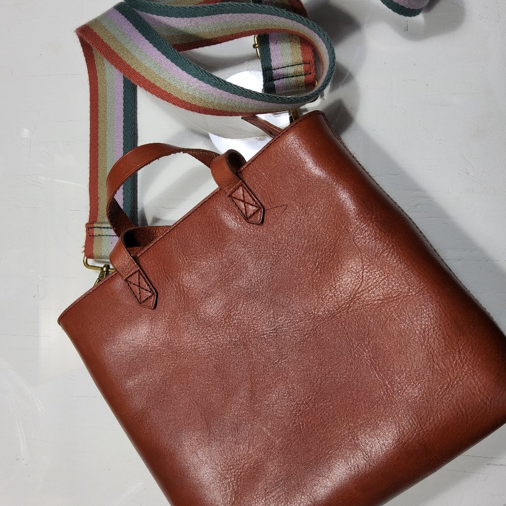 Madewell The Small Transport Crossbody In Nubuck Leather: Rainbow Strap Edition